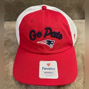 Women's New England Patriots Fanatics Red Slogan Trucker Adjustable Hat
